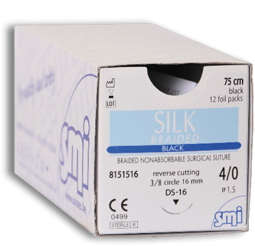 Fil de suture SMI Silk (Soie tressée) 2/0